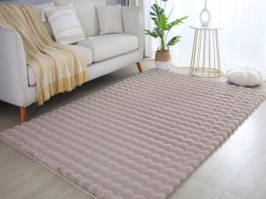 Interesanta 3D dizaina pūkains paklājs Ambin 5110 beige