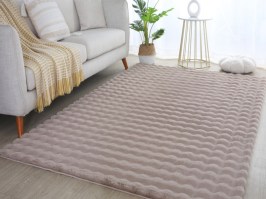 Interesanta 3D dizaina pūkains paklājs Ambin 5110 beige