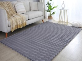 Interesanta 3D dizaina pūkains paklājs Ambin 5110 pelēks