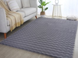 Interesanta 3D dizaina pūkains paklājs Ambin 5110 pelēks