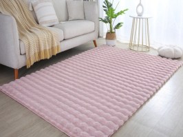 Interesanta 3D dizaina pūkains paklājs Ambin 5110 rose