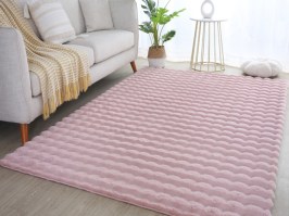 Interesanta 3D dizaina pūkains paklājs Ambin 5110 rose