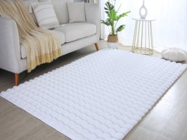 Interesanta 3D dizaina pūkains paklājs Ambin 5110 balts