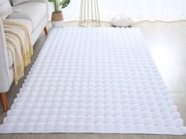 Interesanta 3D dizaina pūkains paklājs Ambin 5110 balts