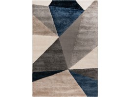 Dizaina paklājs ar ģeometrisku figūru laukumiem Cani 974 zils